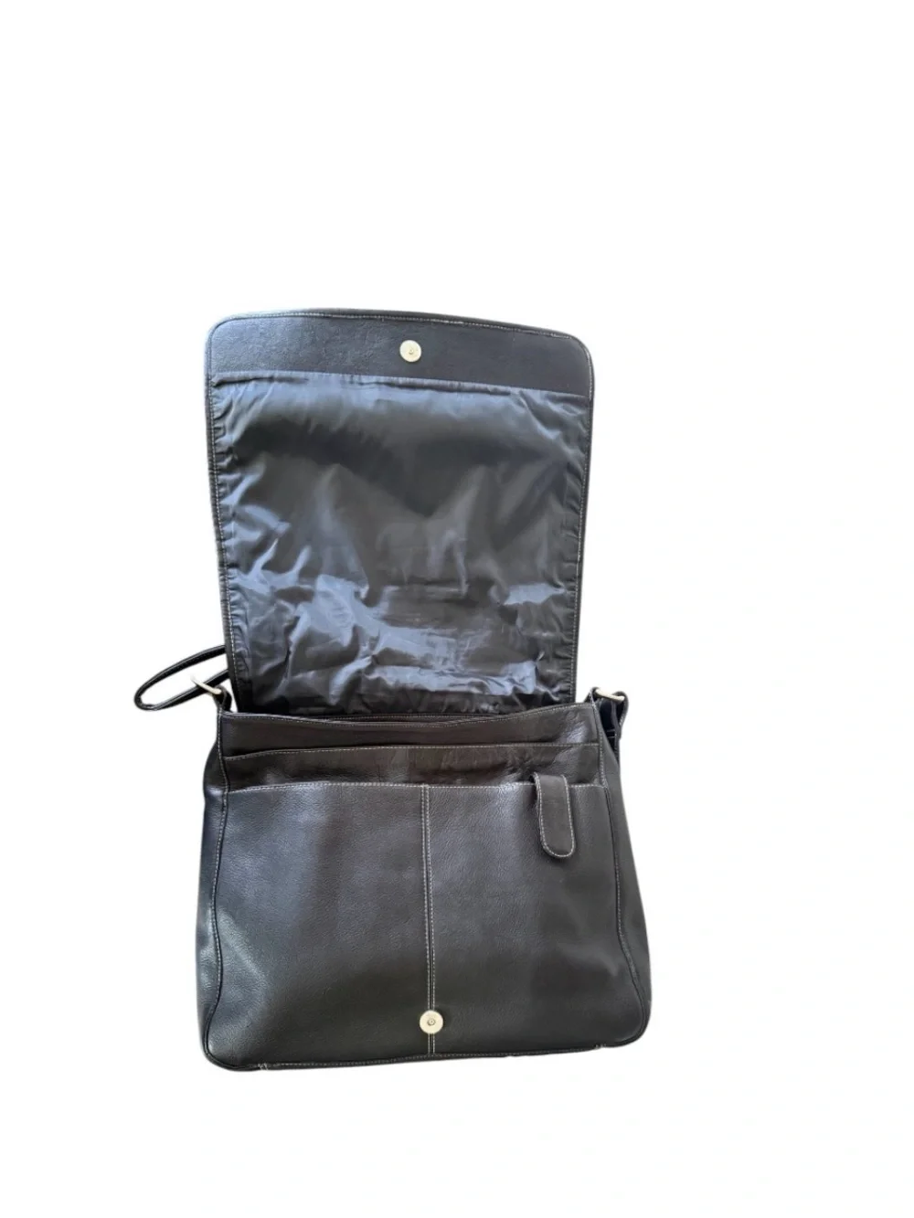 Black Pebbled Leather Messenger Bag Made in Colombia Striped Crossbody